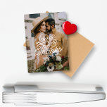 Modern Retro Love and Thanks Photo Wedding Magnet<br><div class="desc">Modern Retro Love and Thanks Photo Wedding magnet</div>