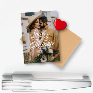 Modern Retro Love and Thanks Photo Wedding Magnet