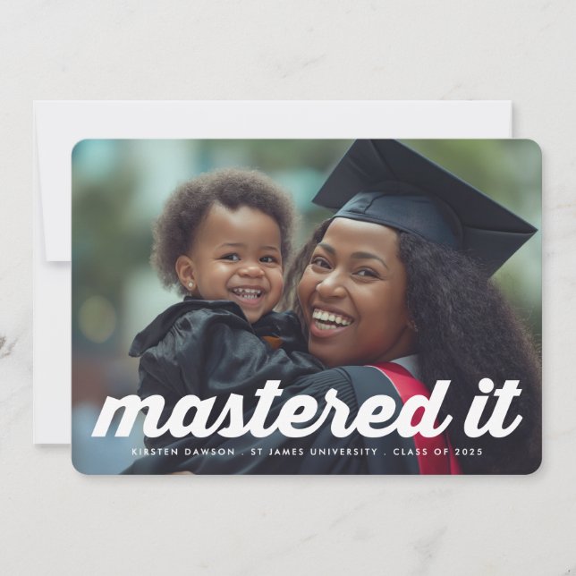Modern RETRO Mastered It 2 Photo graduation Announcement (Front)