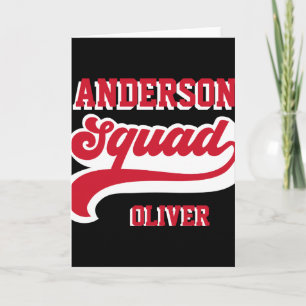 Modern Retro Matching Squad Family Red White T Shi Card