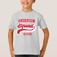 Modern retro matching squad family red white