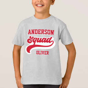 Modern retro matching squad family red white T-Shirt