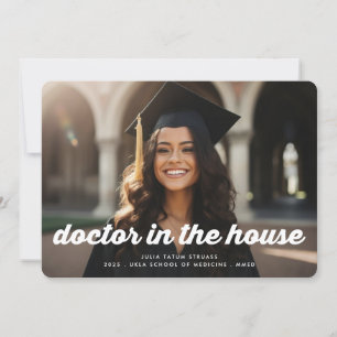 Modern RETRO MEDICAL DOCTOR 2 Photo graduation Announcement