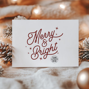 Modern Retro Merry and Bright Stars Business Logo Holiday Card