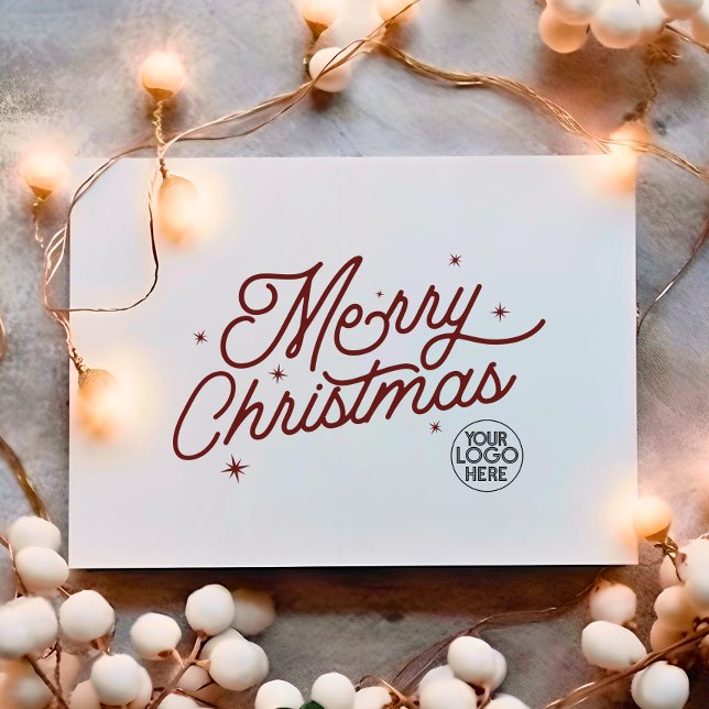 Modern Retro Merry Christmas Business Logo | Red  Holiday Card (Creator Uploaded)