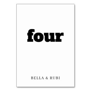 Modern Retro Minimal Casual Wedding Design Table Number