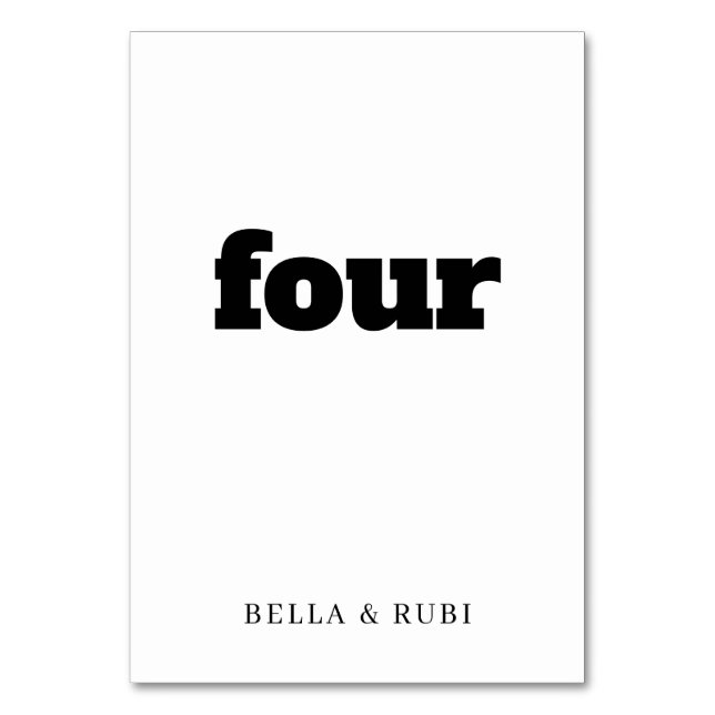 Modern Retro Minimal Casual Wedding Design Table Number (Front)