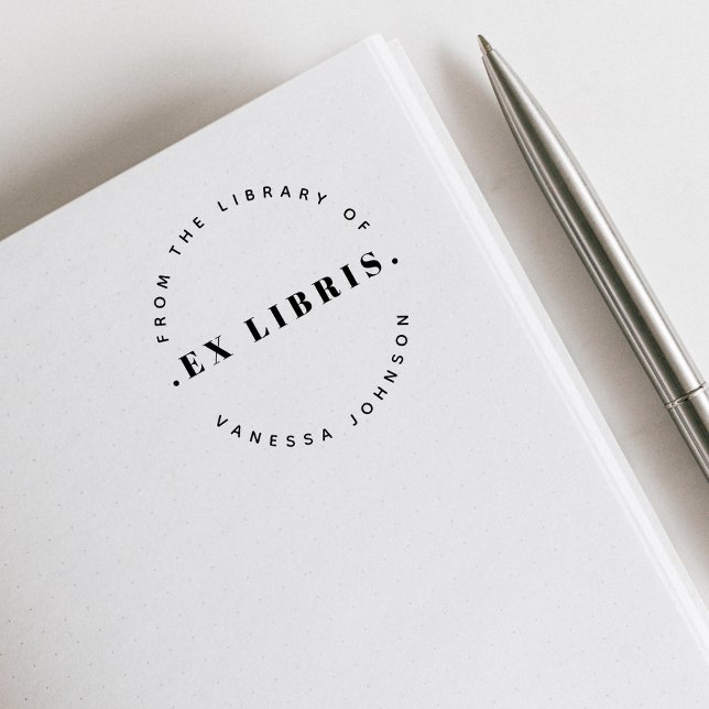 Modern Retro Minimal Custom Name Ex Libris Book Self-inking Stamp (Creator Uploaded)