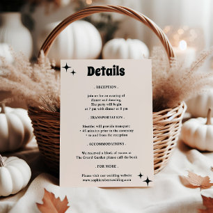 Modern Retro Minimalist Wedding Details Enclosure Card
