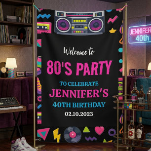 Modern Retro Neon 80’s Birthday Party for Adults Banner