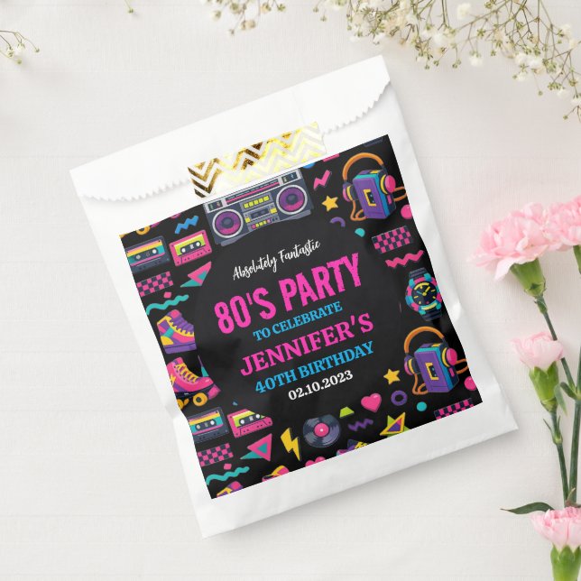 Modern Retro Neon 80’s Birthday Party for Adults Favour Bag (Sealed)