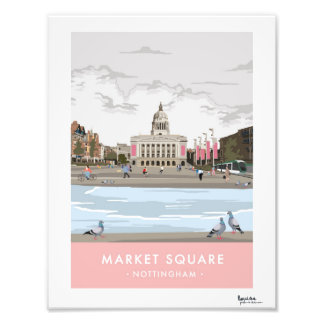 Modern Retro Nottingham City Center Poster