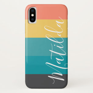 Modern Retro Ombre Stripe Personalized Name iPhone X Case