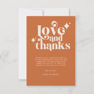 Modern Retro Orange and Cream Wedding Thank You Card