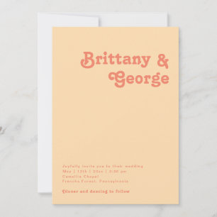 Modern Retro Orange Cream Casual Wedding Invitation