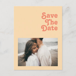Modern Retro   Orange Cream Photo Save The Date In Invitation Postcard