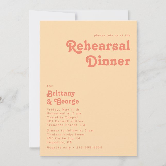 Modern Retro | Orange Cream Rehearsal Dinner Invitation (Front)