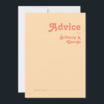 Modern Retro | Orange Cream Wedding Advice Card<br><div class="desc">This modern retro | orange cream wedding advice card is perfect for your simple vintage, colourful tropical boho summer wedding. Its unique bohemian mid-century font gives this design a classic minimalist groovy hippie vibe. If you're looking for a design that features bright, bold colours for your creative 70's beach wedding,...</div>