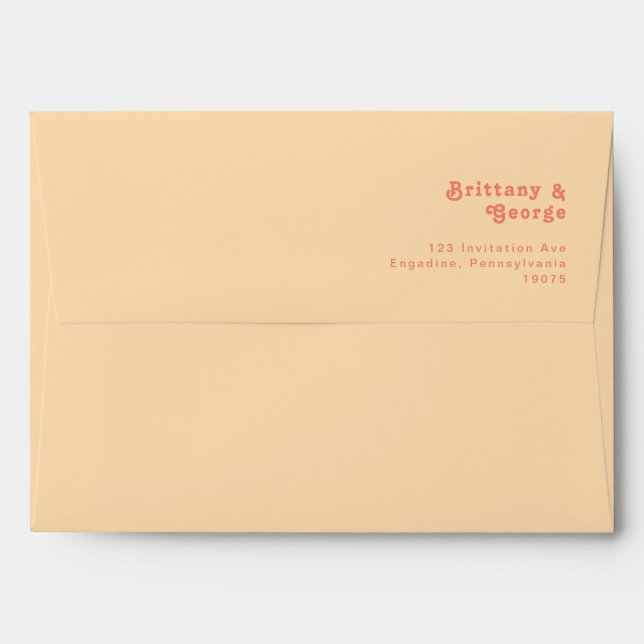 Modern Retro | Orange Cream Wedding Invitation Envelope (Back (Top Flap))