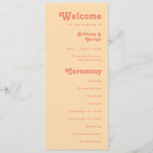 Modern Retro   Orange Cream Wedding Program