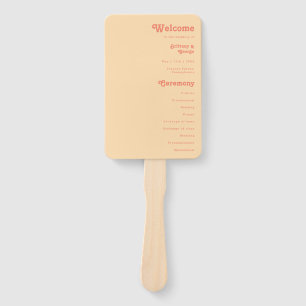 Modern Retro   Orange Cream Wedding Program Hand Fan