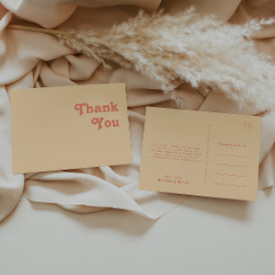Modern Retro   Orange Cream Wedding Thank You Postcard
