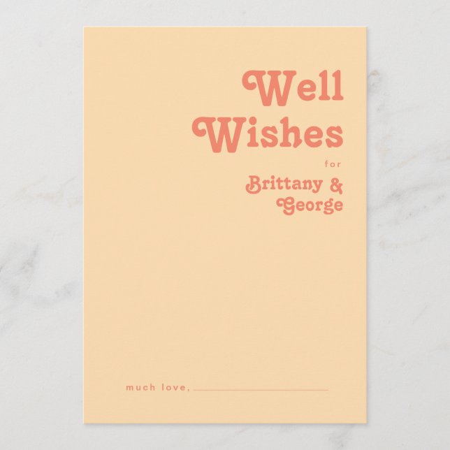 Modern Retro Orange Cream Wedding Well Wishes Card (Front)