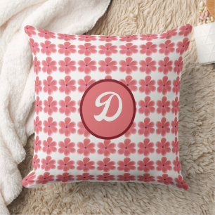 modern retro orange floral personalised cushion