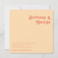 Modern Retro | Orange Square Rounded Edges Wedding