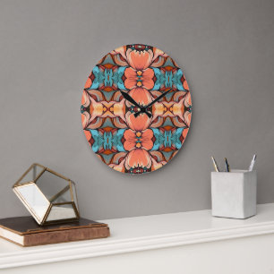 Modern Retro Palm Springs Aztec Nouveau Style Large Clock