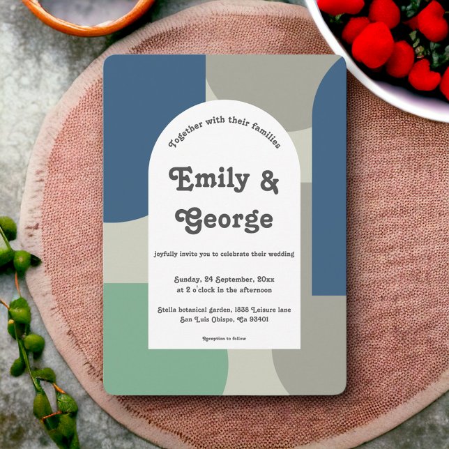 Modern Retro Pastel Artistic Abstract Wedding Invitation (Creator Uploaded)