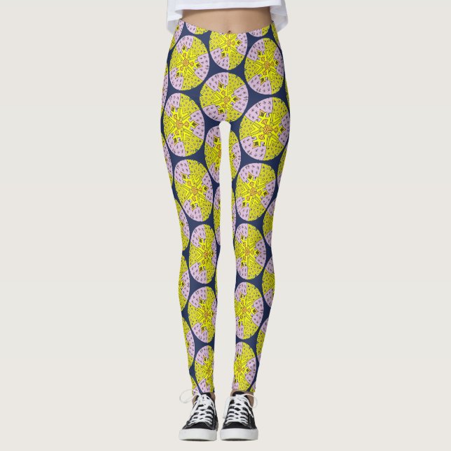 Modern Retro pattern, circles pattern Leggings (Front)