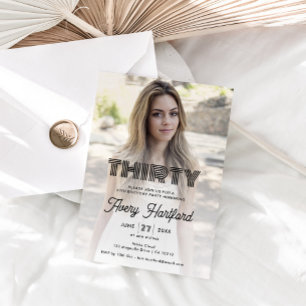 Modern Retro Photo 30th Birthday Party Invitation