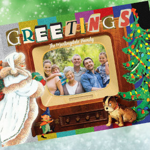 Modern Retro Photo Christmas Holiday Card