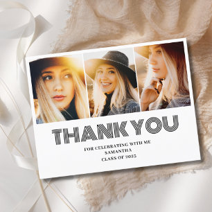 Modern Retro Photo Collage Graduation Thank You Postcard