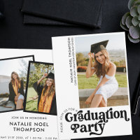 Modern Retro Photo Modern Groovy Graduation Party