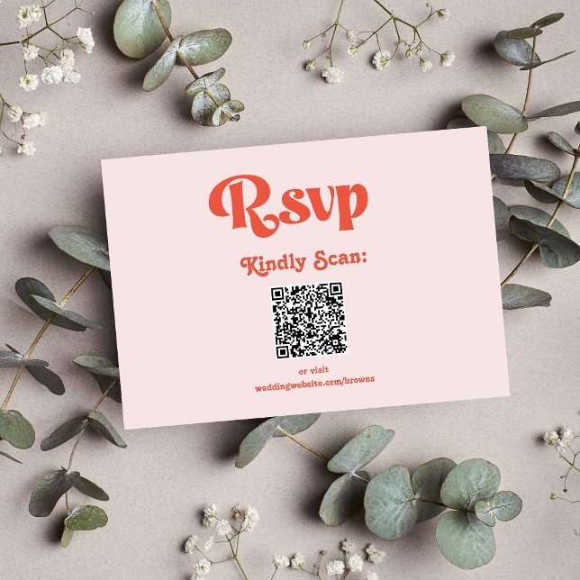 Modern Retro Pink And Orange Typography Wedding RSVP Card (Creator Uploaded)