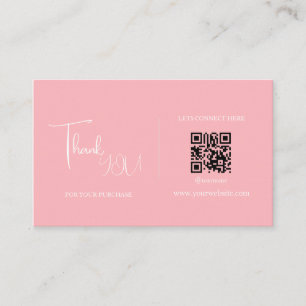 Modern Retro Pink and White QR Code Thank You Card