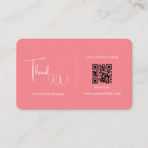 Modern Retro Pink Custom QR Code Thank You Card