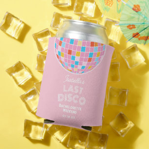 Modern Retro Pink Disco Ball Bachelorette Weekend Can Cooler