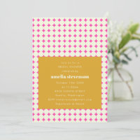 Modern Retro Pink Yellow Dots Bridal Shower