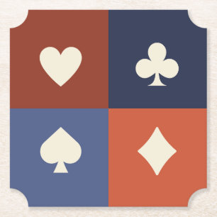Modern Retro Playing Card Suit Poker & Bridge  Paper Coaster