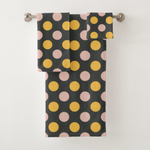 Modern Retro Polka Dot Pattern Bath Towel Set
