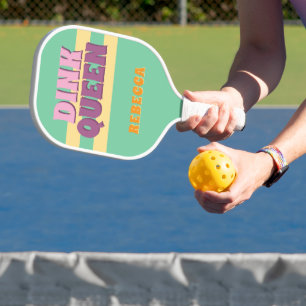 Modern Retro Preppy Dink Queen Personalised  Pickleball Paddle