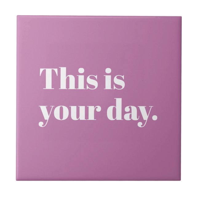 Modern Retro - Purple Editable Custom Affirmation  Ceramic Tile (Front)