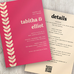 Modern Retro QR Code All in One Wedding Invitation