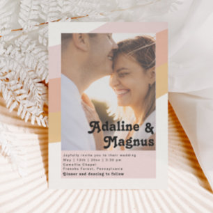 Modern Retro Rainbow Casual Faded Photo Wedding In Invitation