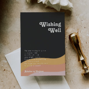 Modern Retro Rainbow Dark Wedding Wishing Well Enclosure Card