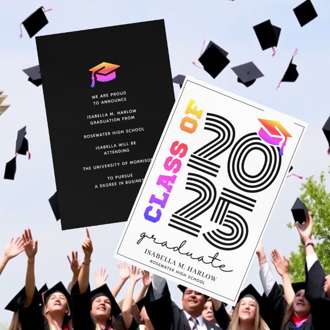 Modern Retro Rainbow Graduation Announcement (Creator Uploaded)