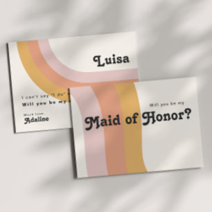 Modern Retro Rainbow   Maid of Honour Proposal Car Invitation